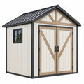 Abri de jardin 200 x 120 x 210 cm blanc beige noir à double porte style grange