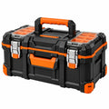 Coffre à outils 55 x 30 x 30 cm en plastique noir et orange avec organiseurs