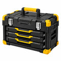 Coffre à outils 50 x 30 x 35 cm en plastique noir et jaune à 3 tiroirs portable