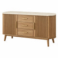 Buffet 160 cm en bois brun avec plateau effet marbre style contemporain