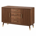 Buffet 160 x 45 x 90 cm en bois brun noyer avec 4 tiroirs et 2 portes style rétro