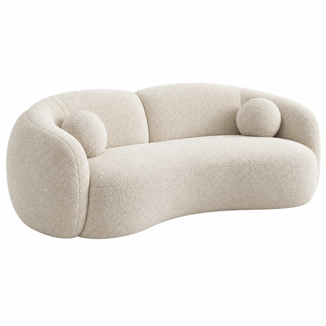 Canapé 2 places 180 x 95 x 75 cm en tissu bouclé beige style organique