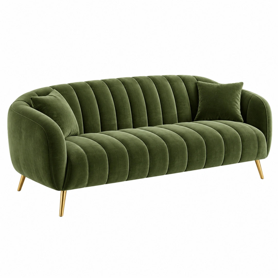 Canapé 2 places 160 x 85 x 78 cm en velours vert style moderne