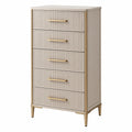 Commode 80 x 40 x 120 cm en bois beige à 5 tiroirs style contemporain