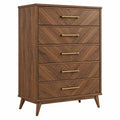 Commode 90 x 45 x 120 cm en bois brun à 5 tiroirs style moderne