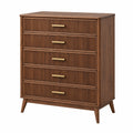 Commode 90 x 45 x 120 cm en bois marron à 5 tiroirs style rétro