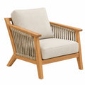 Fauteuil 78 x 82 x 82 cm en bois naturel et corde beige - assise rembourrée style contemporain