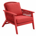 Fauteuil 75 x 80 x 85 cm en bois et corde rouge style contemporain