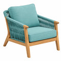 Fauteuil de jardin 78 x 78 x 82 cm en bois et corde tressée turquoise avec coussins
