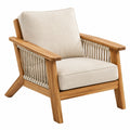 Fauteuil de jardin 76 x 78 x 85 cm en bois naturel et beige avec cordage style contemporain