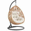 Fauteuil suspendu 110 x 110 x 195 cm en rotin naturel et métal noir style bohème