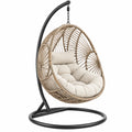 Fauteuil suspendu 105 x 105 x 195 cm en fibres tressées beige avec support en métal noir