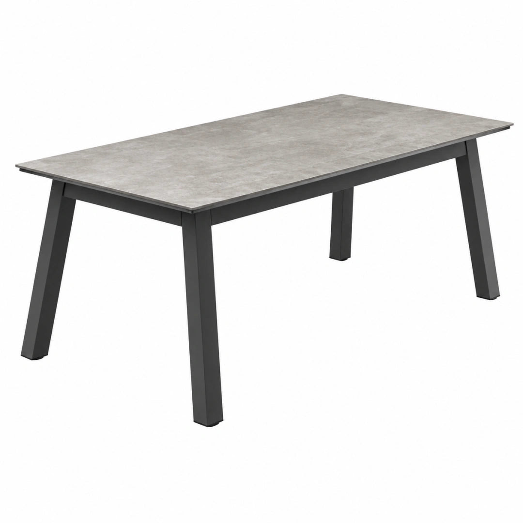 Table de jardin 160 x 90 x 75 cm en métal gris effet pierre style contemporain