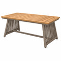 Table de jardin 180 x 90 x 75 cm en bois et résine tressée beige style naturel