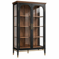 Vitrine 100 x 45 x 180 cm en bois et verre noir marron style classique