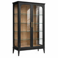 Vitrine 100 x 40 x 180 cm en bois et verre noir style classique