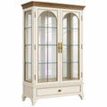 Vitrine 100 x 45 x 190 cm en bois blanc et verre style classique avec 2 portes