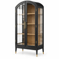 Vitrine 80 x 40 x 190 cm en bois noir et verre - rangement contemporain