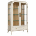 Vitrine 100 x 45 x 190 cm en bois beige et verre - rangement classique