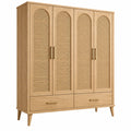 Armoire 180 x 55 x 200 cm en bois naturel et cannage - rangement style bohème