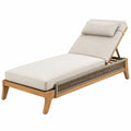 Chaise longue d'extérieur 200 x 75 cm en bois et cordage beige avec dossier réglable
