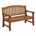 Banc de jardin 120 cm en bois marron à dossier incurvé
